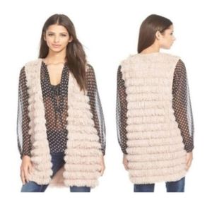 Wayf Blush Pink Fringe Vest Size S - image 1